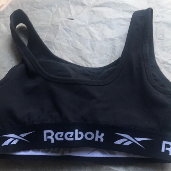 NWT Reebok Black Logo Effortless Bra Size Small Black/White - Picture 9 of 12